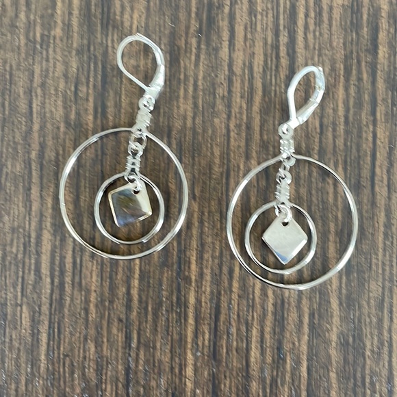 HAND CRAFTED HOOP EARRINGS Silver Plated Double Hoops Pierced - Picture 1 of 11